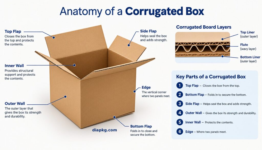 custom printed corrugated box anatomy